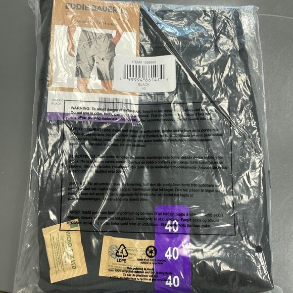 NEW Eddie Bauer Men's Size 40 Rainier 10" Tech Short Black Outdoor Cargo - Picture 2 of 9